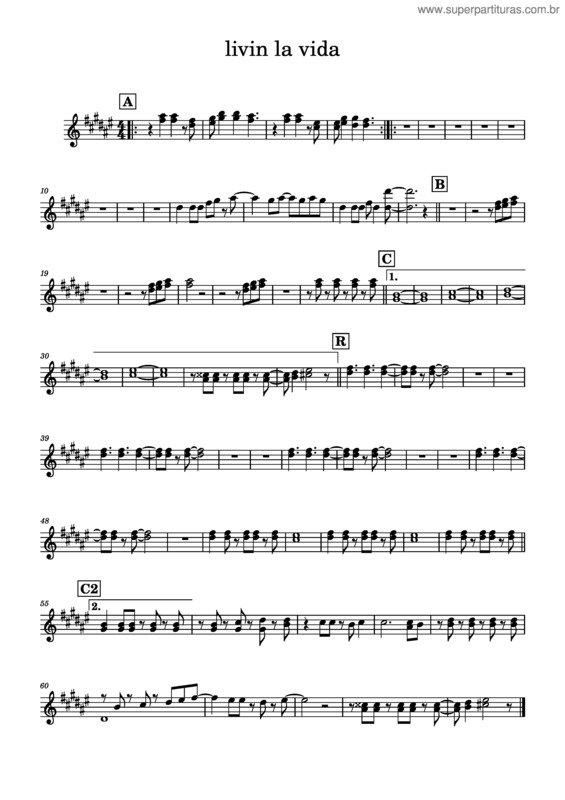 Partitura da música Livin La Vida Loca v.5