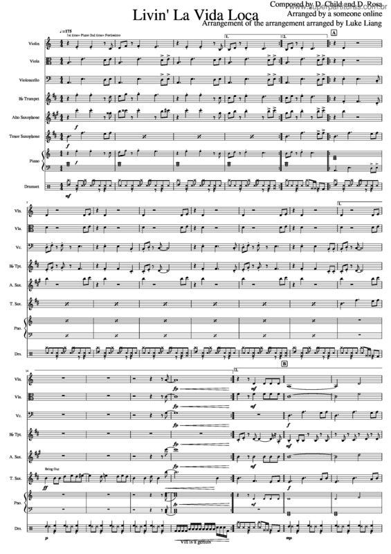 Partitura da música Livin La Vida Loca v.6