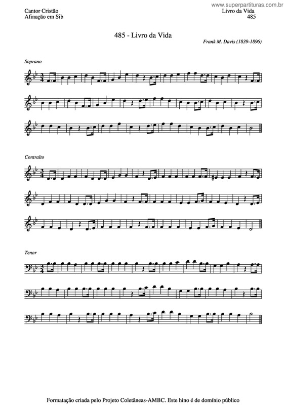 Partitura da música Livro Da Vida v.3