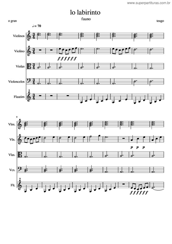 Partitura da música Lo Labirinto