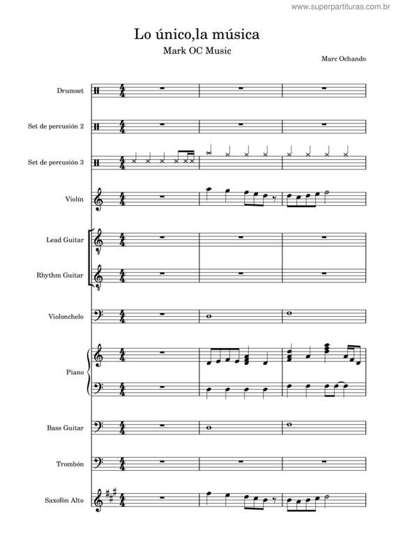 Partitura da música Lo Único, La Música