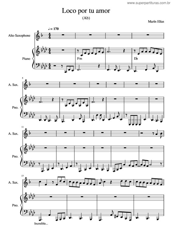 Partitura da música Loco Por Tu Amor