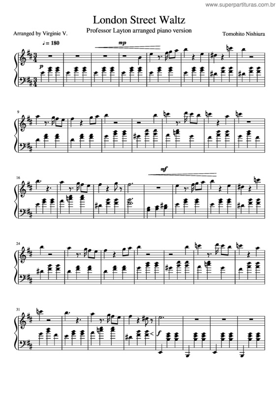 Partitura da música London Street Waltz : Professor Latyon Arraged Piano Version