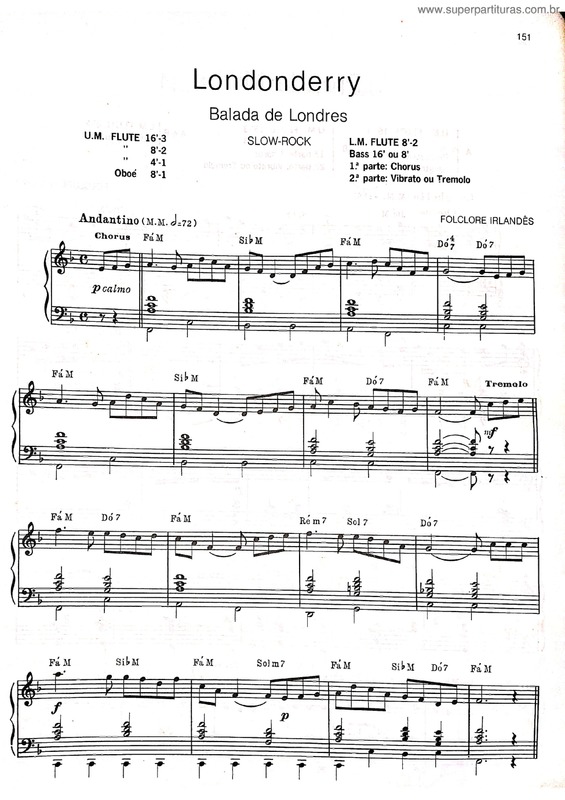 Partitura da música Londonderry v.2