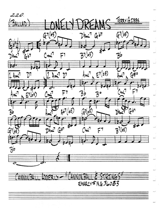 Partitura da música Lonely Dreams v.6