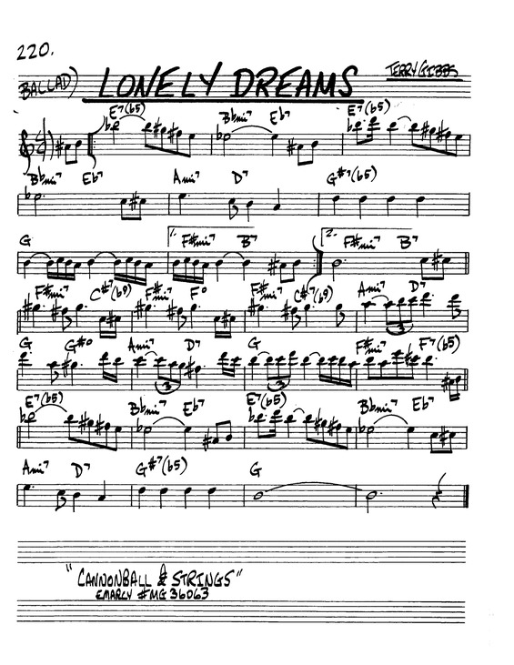 Partitura da música Lonely Dreams