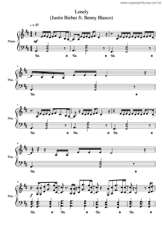 Partitura da música Lonely