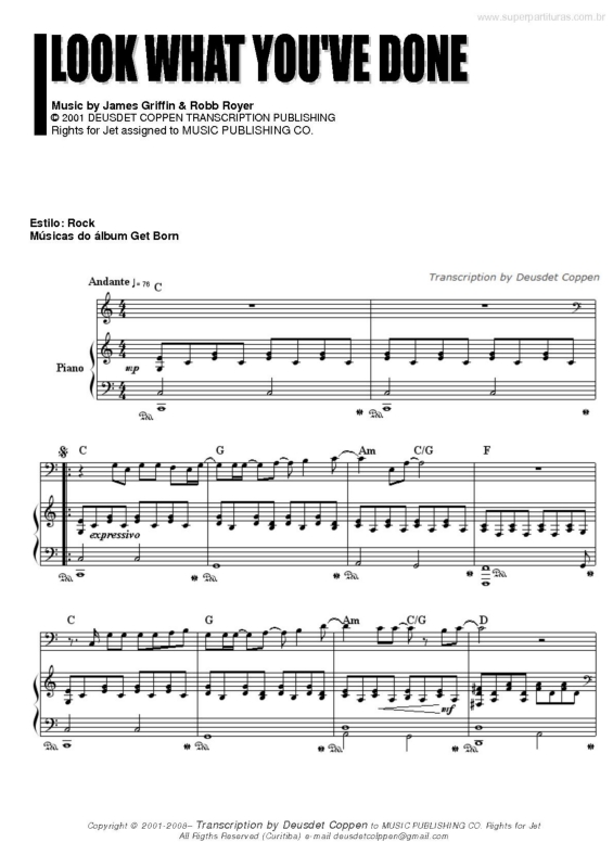 Partitura da música Look What You`ve Done