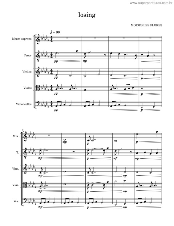 Partitura da música Losing