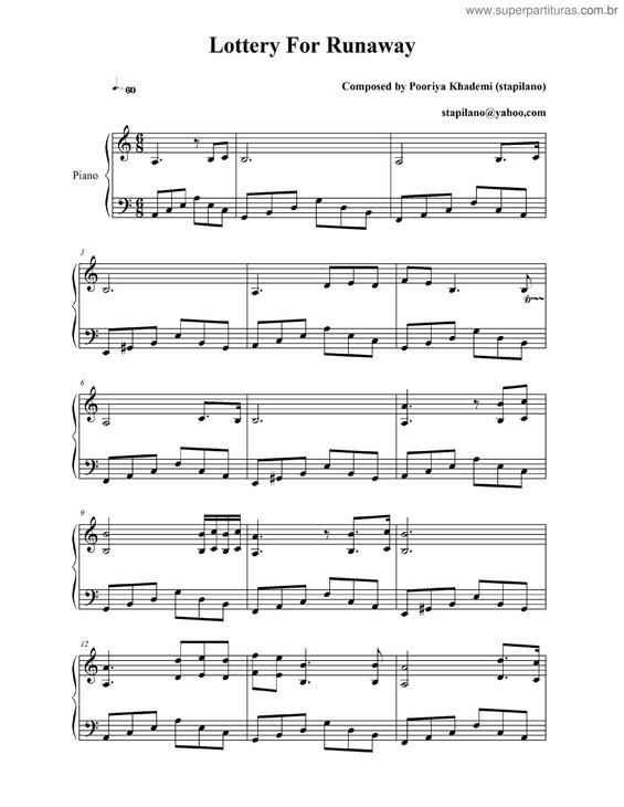 Partitura da música lottery for runaway