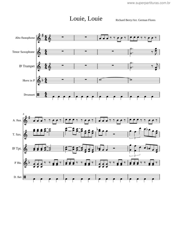 Partitura da música Louie Louie