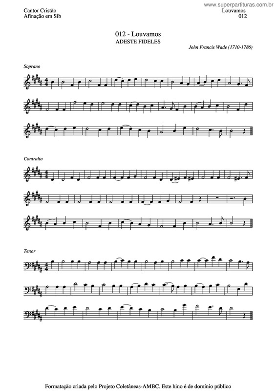 Partitura da música Louvamos v.3