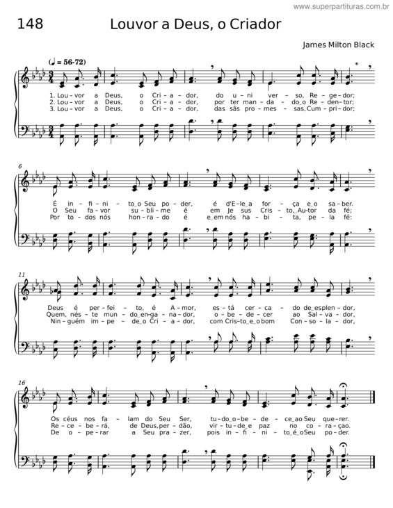 Partitura da música Louvor A Deus, O Criador