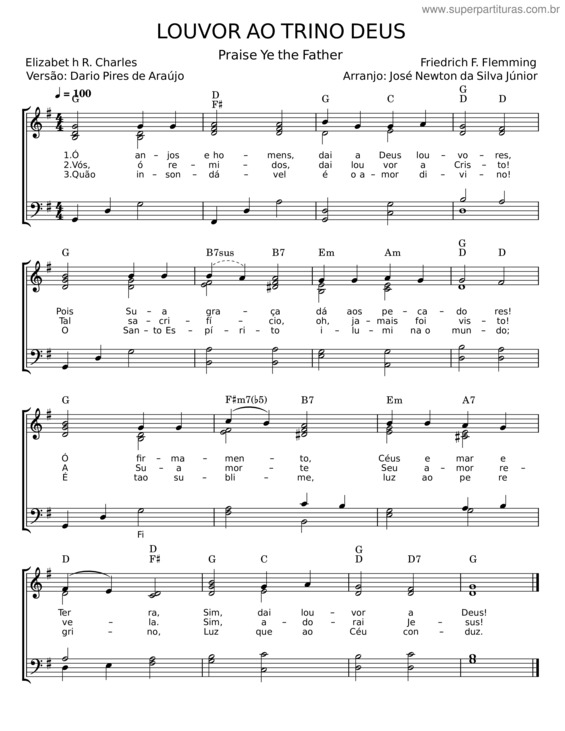 Partitura da música Louvor Ao Trino Deus v.4