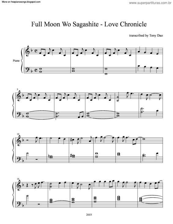 Partitura da música Love Chronicles