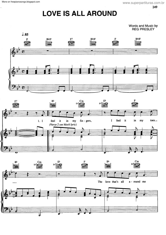 Partitura da música Love Is All Around v.3