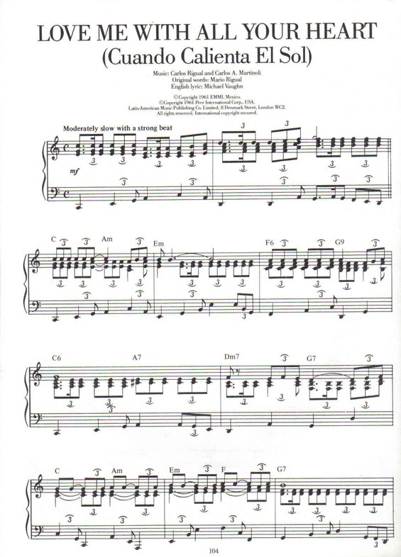 Partitura da música Love Me With All Your Heart