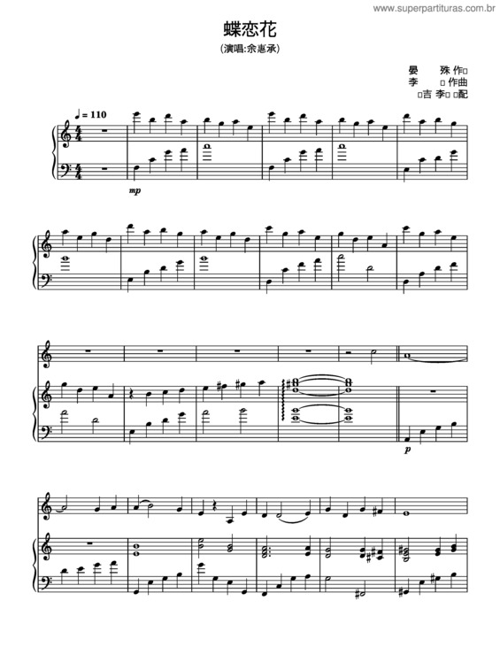 Partitura da música Love Of Butterfly