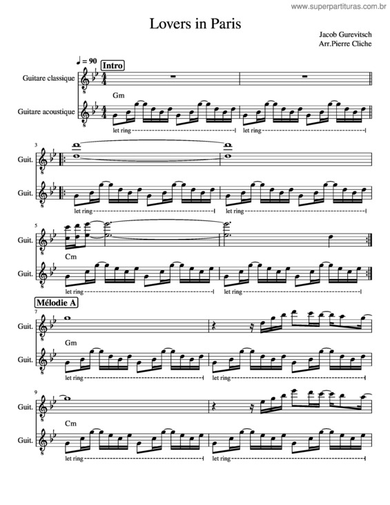 Partitura da música Lovers In Paris-Score