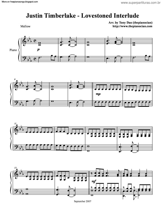 Partitura da música Lovestoned Interlude