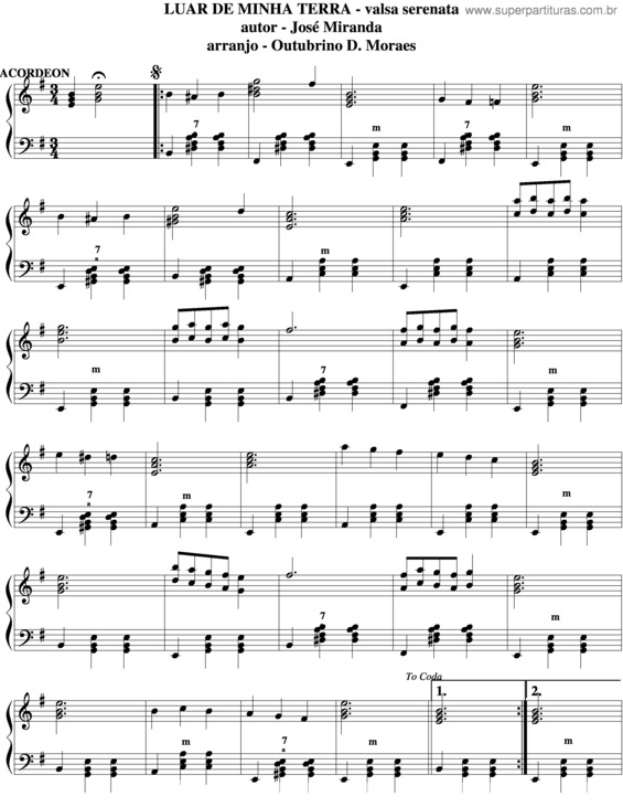 Partitura da música Luar De Minha Terra v.3