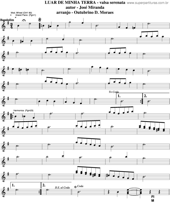 Partitura da música Luar De Minha Terra v.4