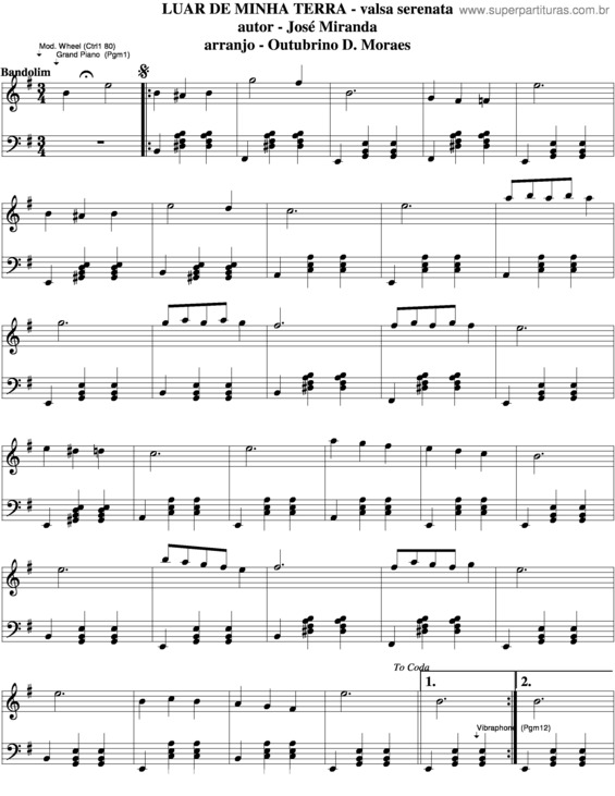 Partitura da música Luar De Minha Terra v.5