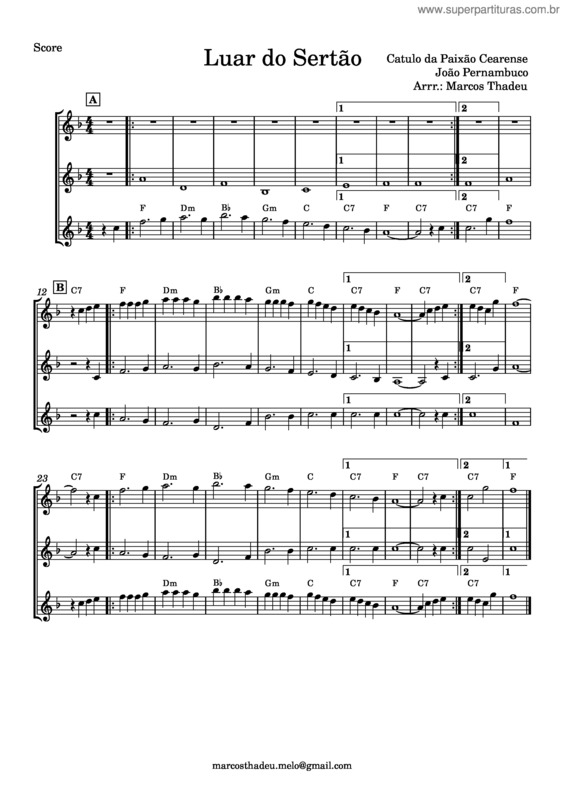 Partitura da música Luar Do Sertão v.17