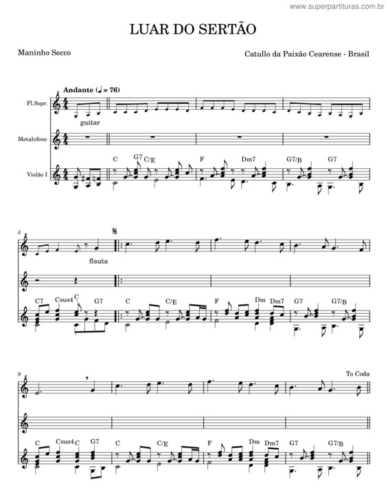 Partitura da música Luar Do Sertão v.27