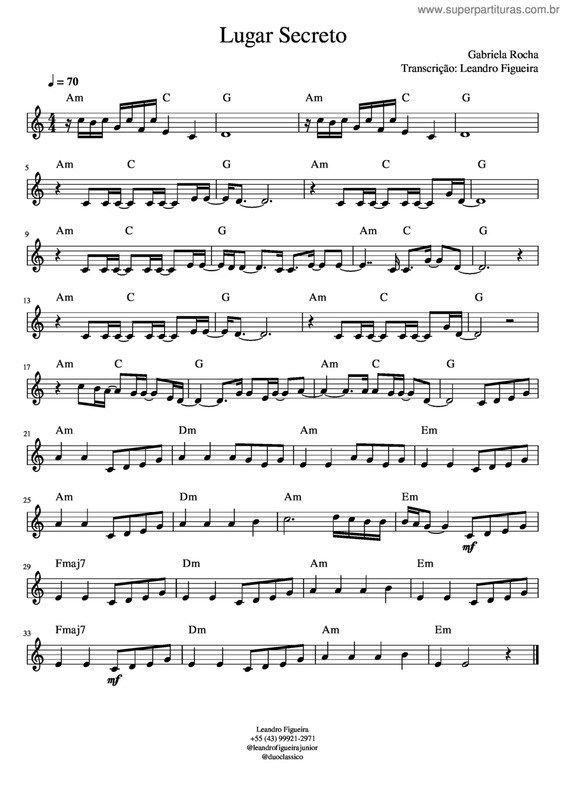 Partitura da música Lugar Secreto v.4