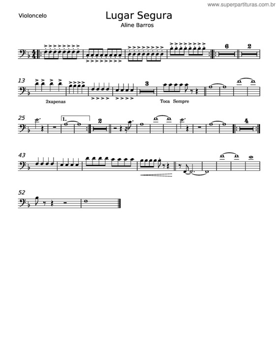 Partitura da música Lugar Seguro v.3