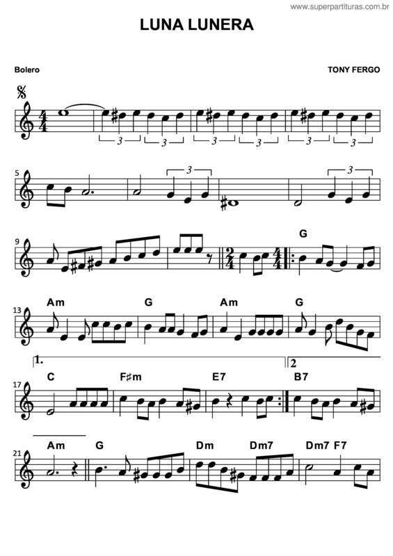 Partitura da música Luna Lunera