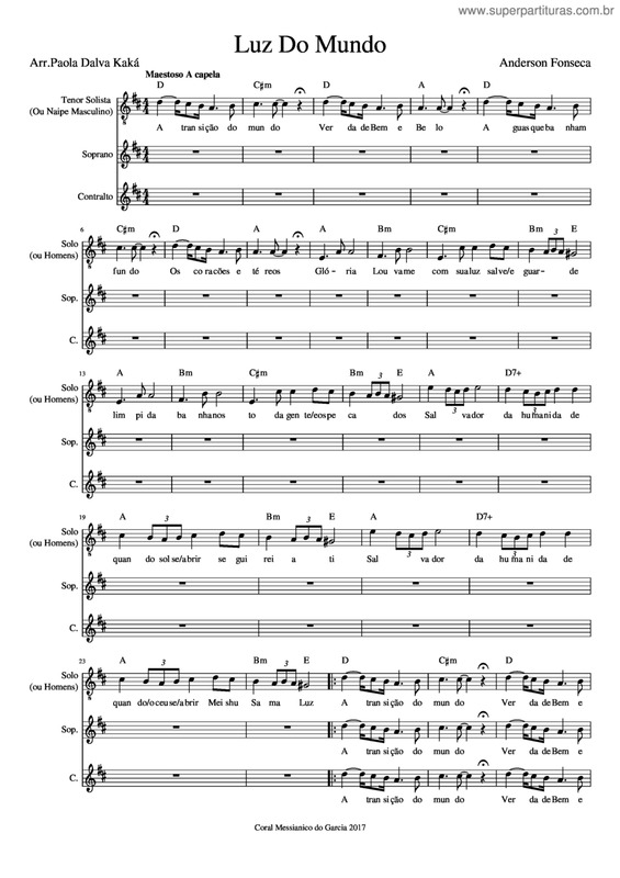 Partitura da música Luz Do Mundo