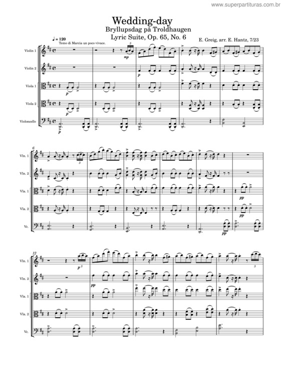 Partitura da música Lyric Suite, Op. 65, No. 6: Wedding-Day