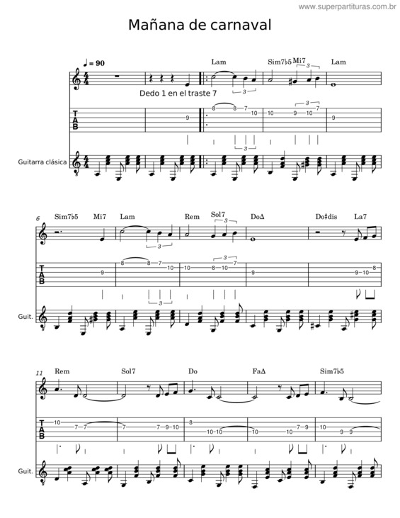 Partitura da música Mañana De Carnaval v.3