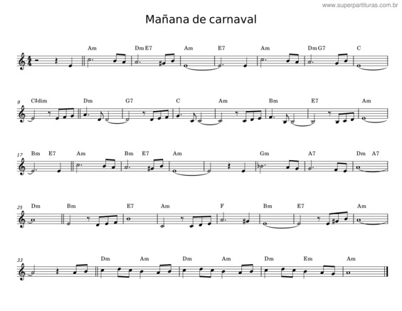 Partitura da música Mañana De Carnaval v.4