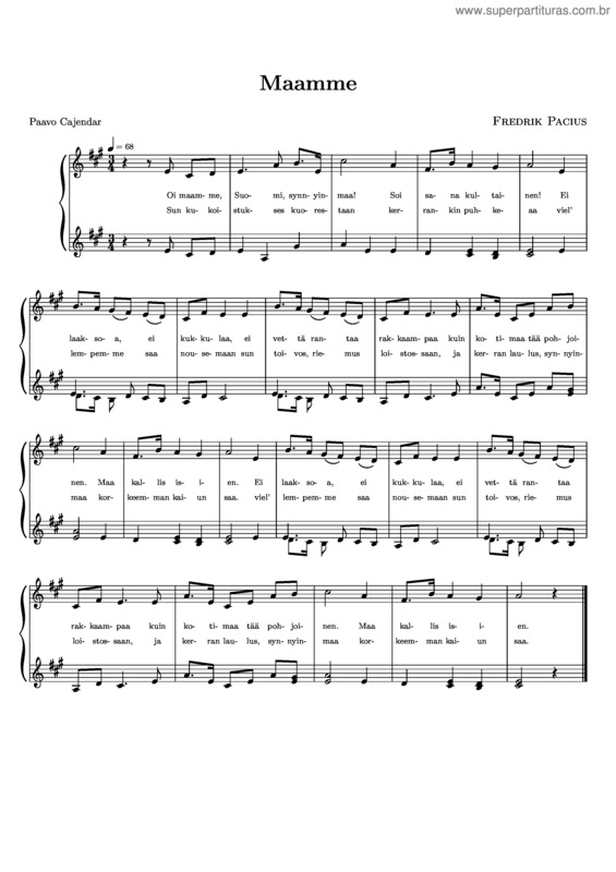 Partitura da música Maamme