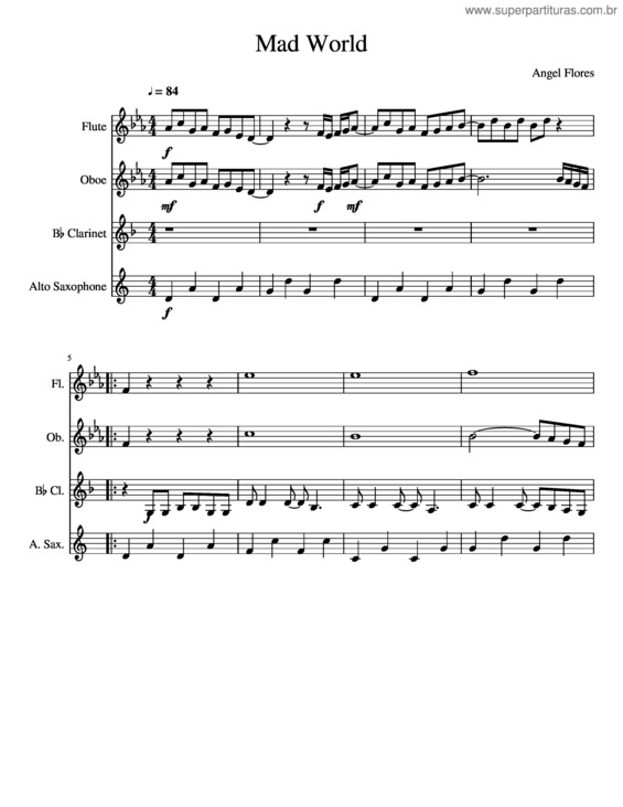 Partitura da música Mad World v.6