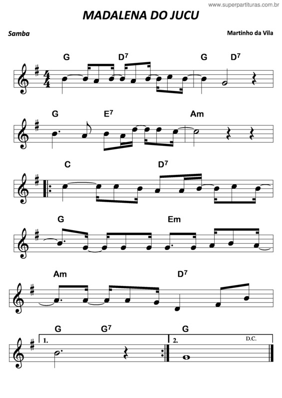 Partitura da música Madalena Do Jucu v.5