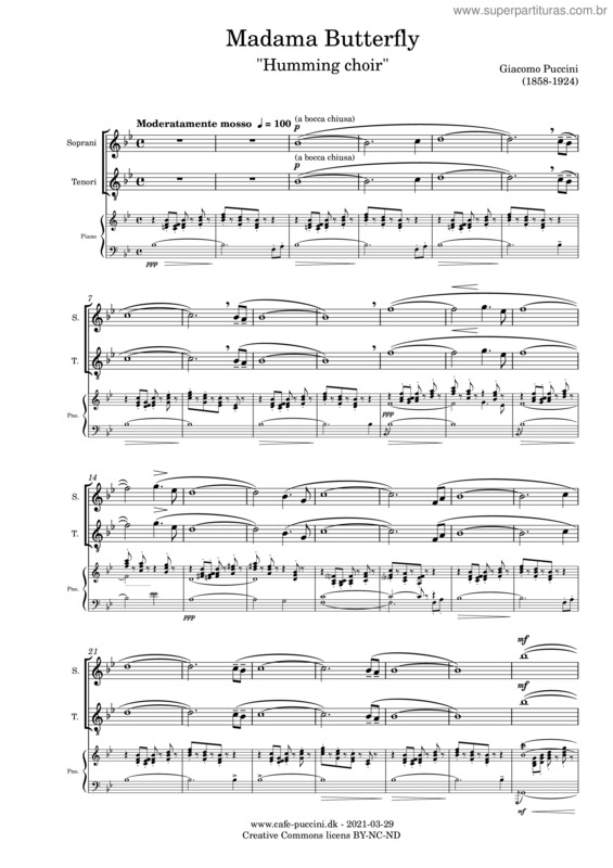 Partitura da música Madama Butterfly, Sc 74 v.4