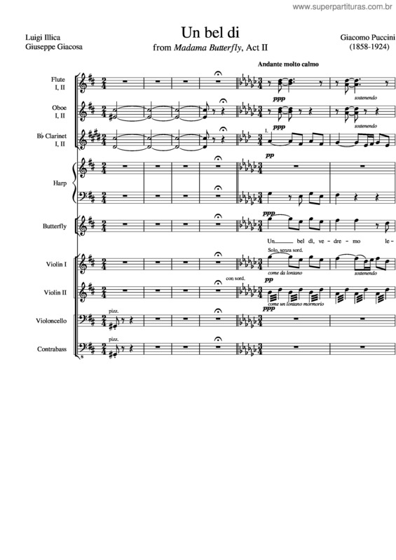 Partitura da música Madama Butterfly Un Bel Di Vedremo