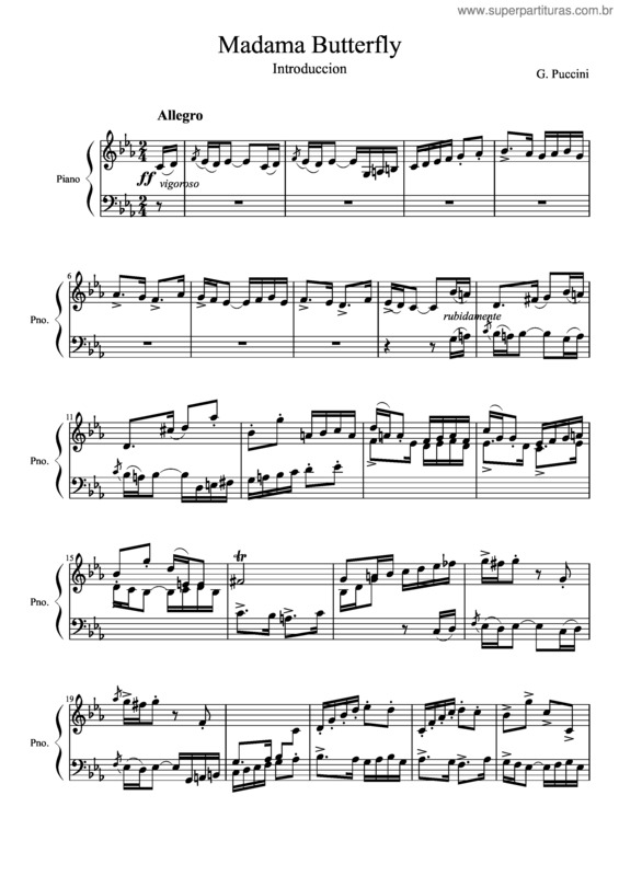 Partitura da música Madama Butterfly v.3