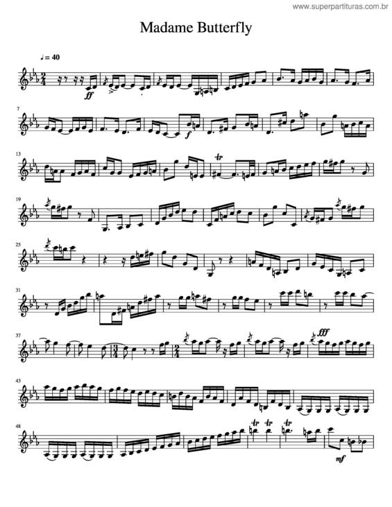 Partitura da música Madame Butterfly v.2