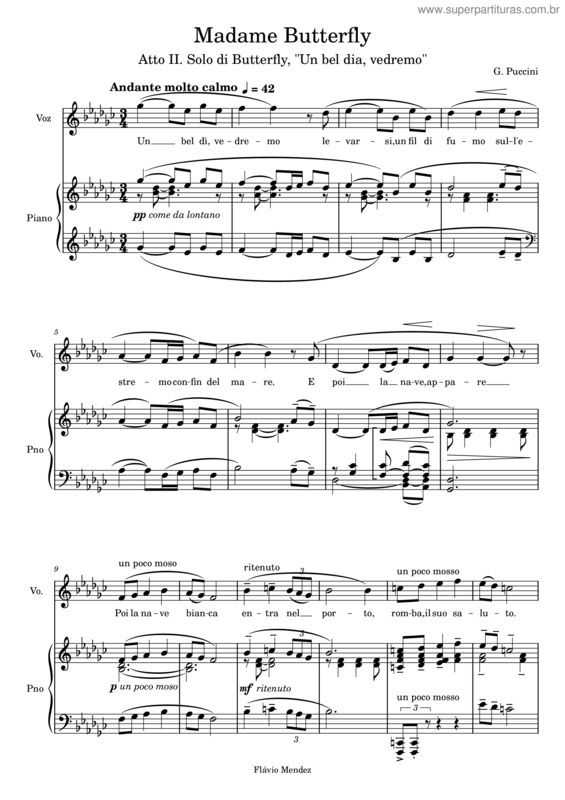 Partitura da música Madame Butterfly v.3