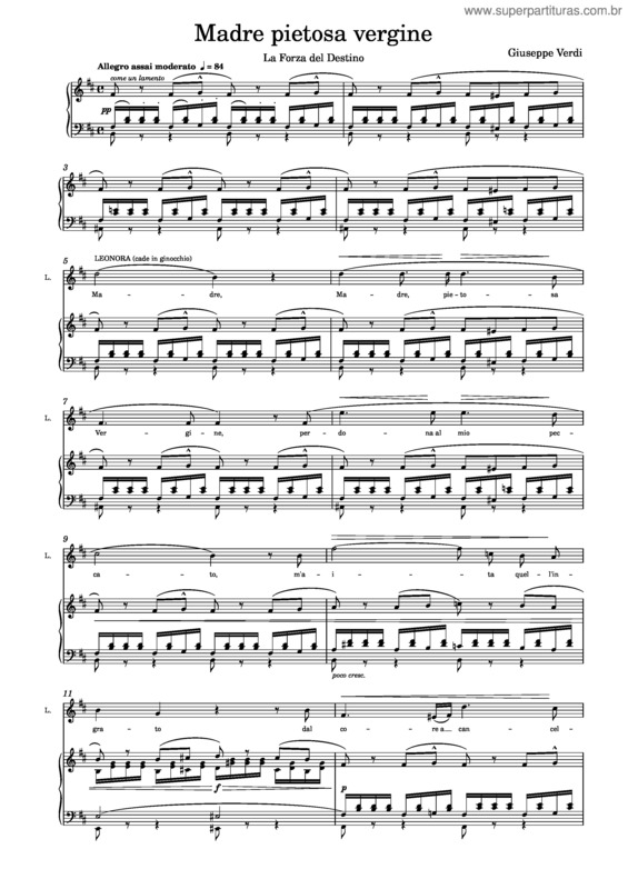 Partitura da música Madre Pietosa Vergine