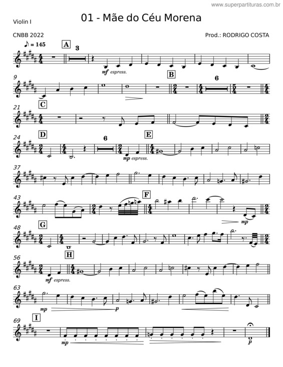 Partitura da música Mãe Do Céu Morena