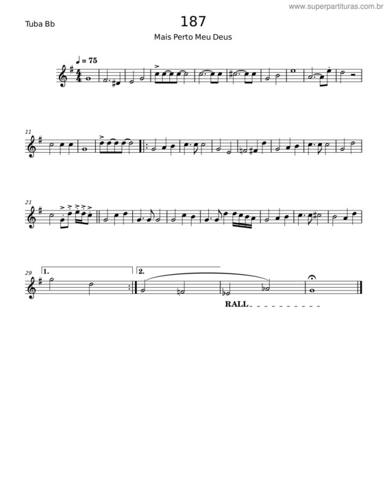 Partitura da música Mais Perto Meu Deus