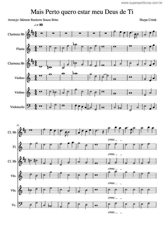 Partitura da música Mais Perto Quero Estar Meu Deus De Ti v.2