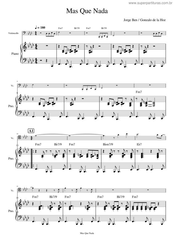 Partitura da música Mais Que Nada