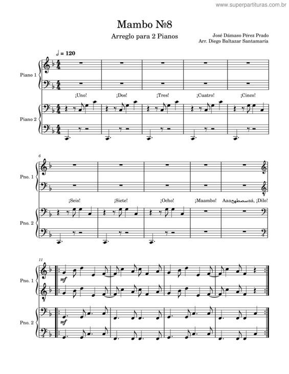 Partitura da música Mambo No.8